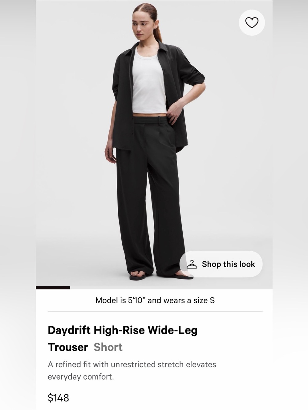 Daydrift High-Rise Wide-Leg Trousers Short — Black size Small